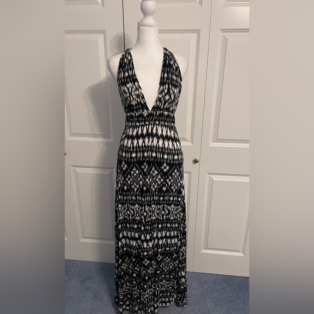 Aqua Black and White Maxi dress